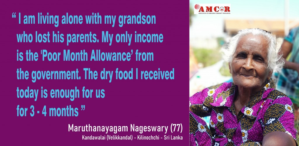 In February 2019, AMCOR provided 1438 dry food packs worth of LKR 9,202/- to 1438 women headed families affected by floods in Kandawalai Divisional Secretariat Division of Kilinochchi District.